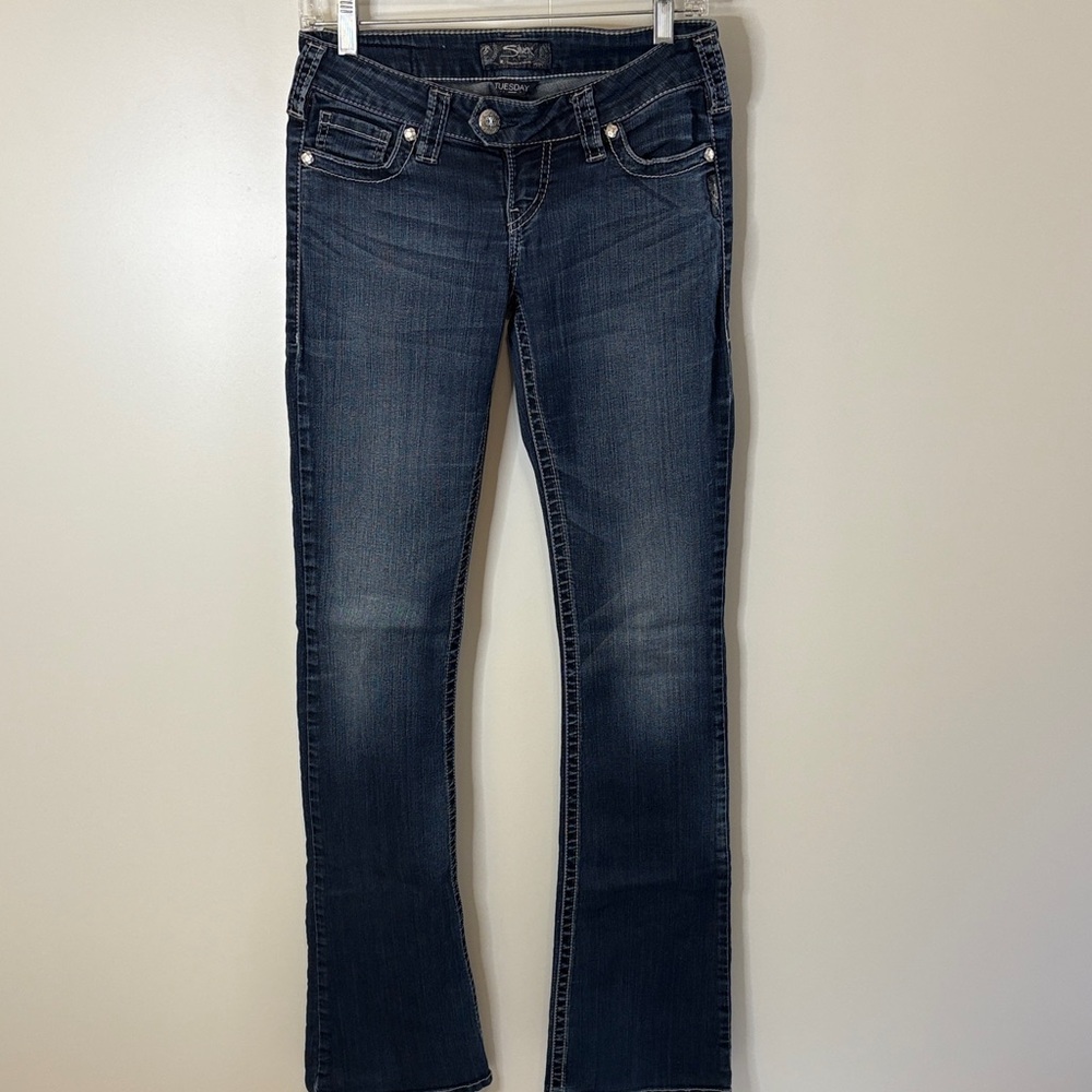 Silver Tuesday Jeans Dark Blue Flare Jeans